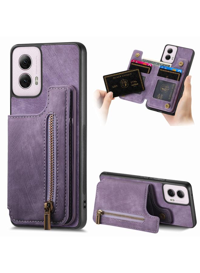 S-TOP Case For Motorola G Power 5G 2024 Retro Leather Zipper Wallet Back Phone Case - Image 1