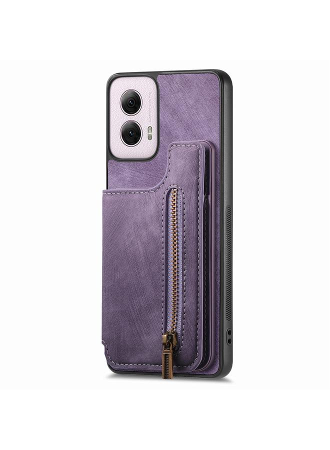 S-TOP Case For Motorola G Power 5G 2024 Retro Leather Zipper Wallet Back Phone Case - Image 2