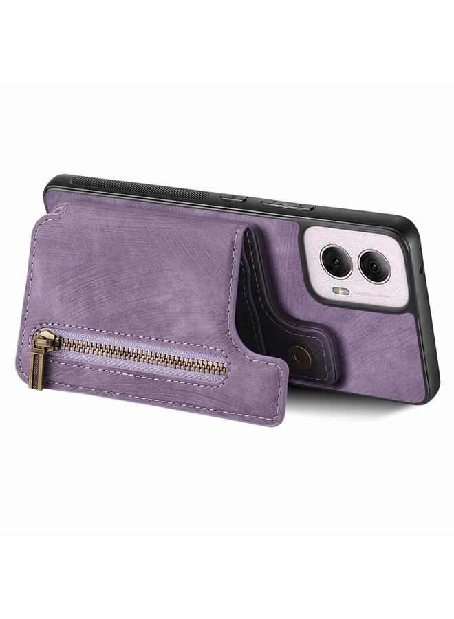 S-TOP Case For Motorola G Power 5G 2024 Retro Leather Zipper Wallet Back Phone Case - Image 3