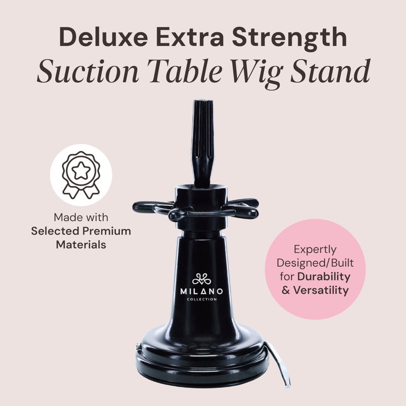 MILANO COLLECTION Deluxe Premium Suction Table Stand - Black for Wig and Mannequin Head - Image 2