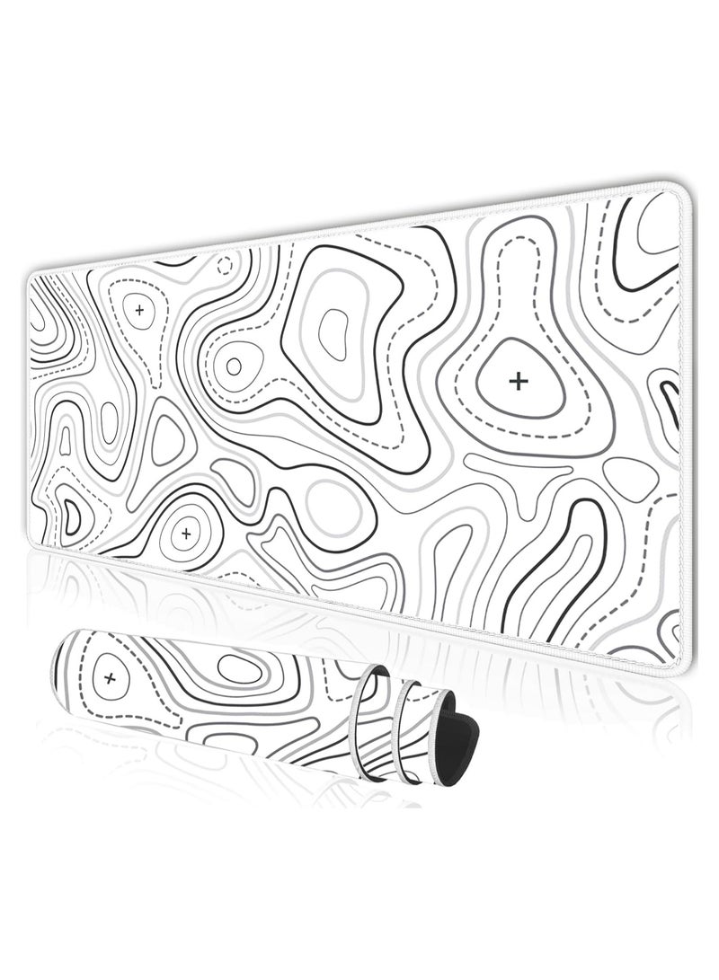 TYCTIX Large Mouse Pad 800x300mm Extended Mouse Pad Non-Slip Rubber Base Gaming Mouse pad Office Mouse Mat Smooth Cloth Surface Desk Mat Keyboard Pads for Computers, White  - Image 1