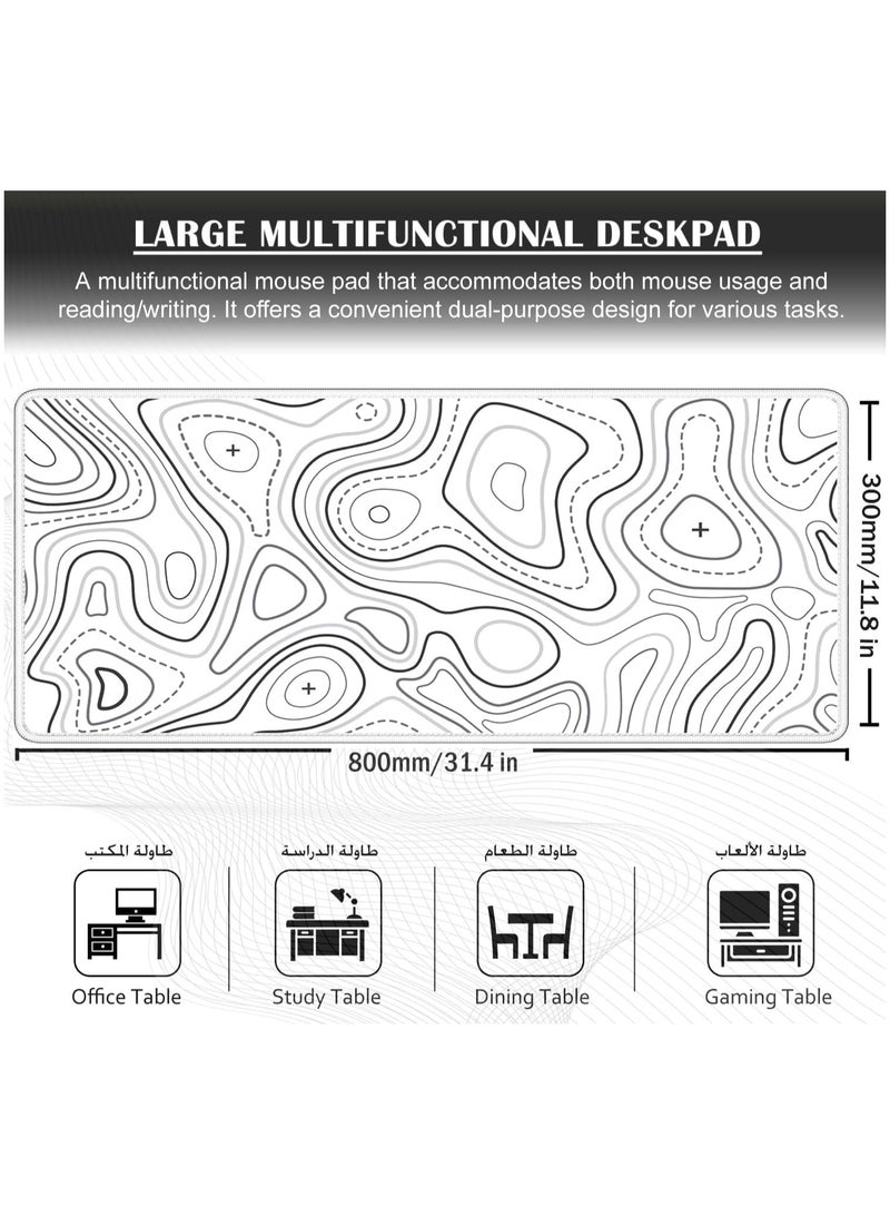 TYCTIX Large Mouse Pad 800x300mm Extended Mouse Pad Non-Slip Rubber Base Gaming Mouse pad Office Mouse Mat Smooth Cloth Surface Desk Mat Keyboard Pads for Computers, White  - Image 2