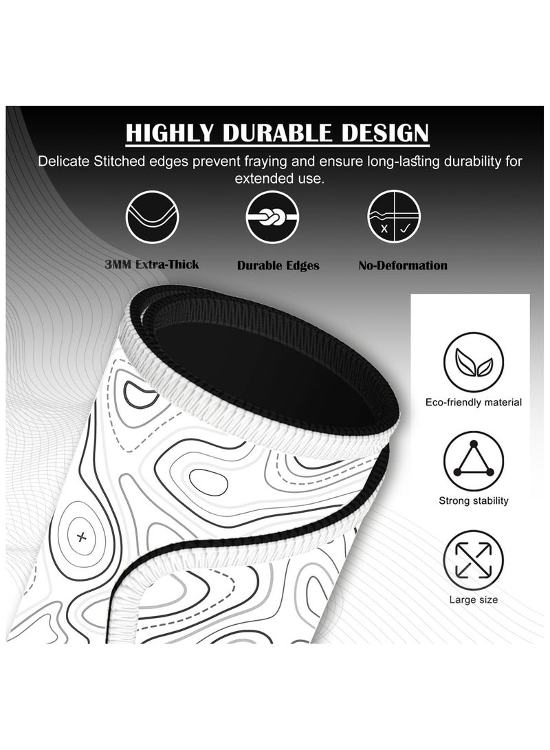 TYCTIX Large Mouse Pad 800x300mm Extended Mouse Pad Non-Slip Rubber Base Gaming Mouse pad Office Mouse Mat Smooth Cloth Surface Desk Mat Keyboard Pads for Computers, White  - Image 3