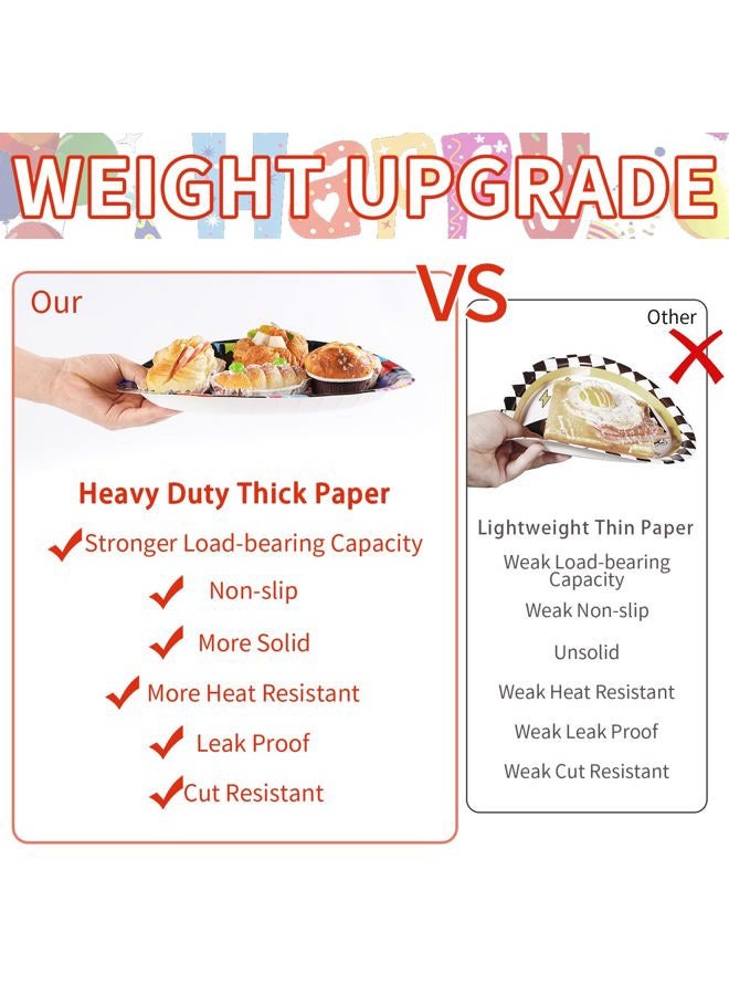 Grencian 50 Pcs Happy Birthday Oval Paper Plates 10"x12" Large Colorful Black Birthday Plates Disposable Heavy Duty Birthday Theme Party Plates Happy Birthday Party Supplies for Boys Girls Birthday Party Decor - Image 4