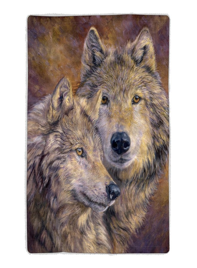 Lavish Home Sherpa Fleece Throw Blanket - Wolf Print Pattern, Lightweight Hypoallergenic Bed or Couch Soft Cozy Plush Blanket for Adults and Kids - Image 1