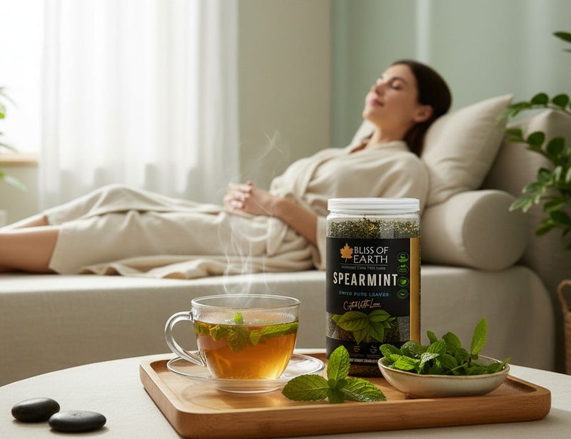 Bliss of Earth Spearmint Tea For PCOS Relief 2X100g, Aromatic Egyptian Spearmint Leaves - Image 3
