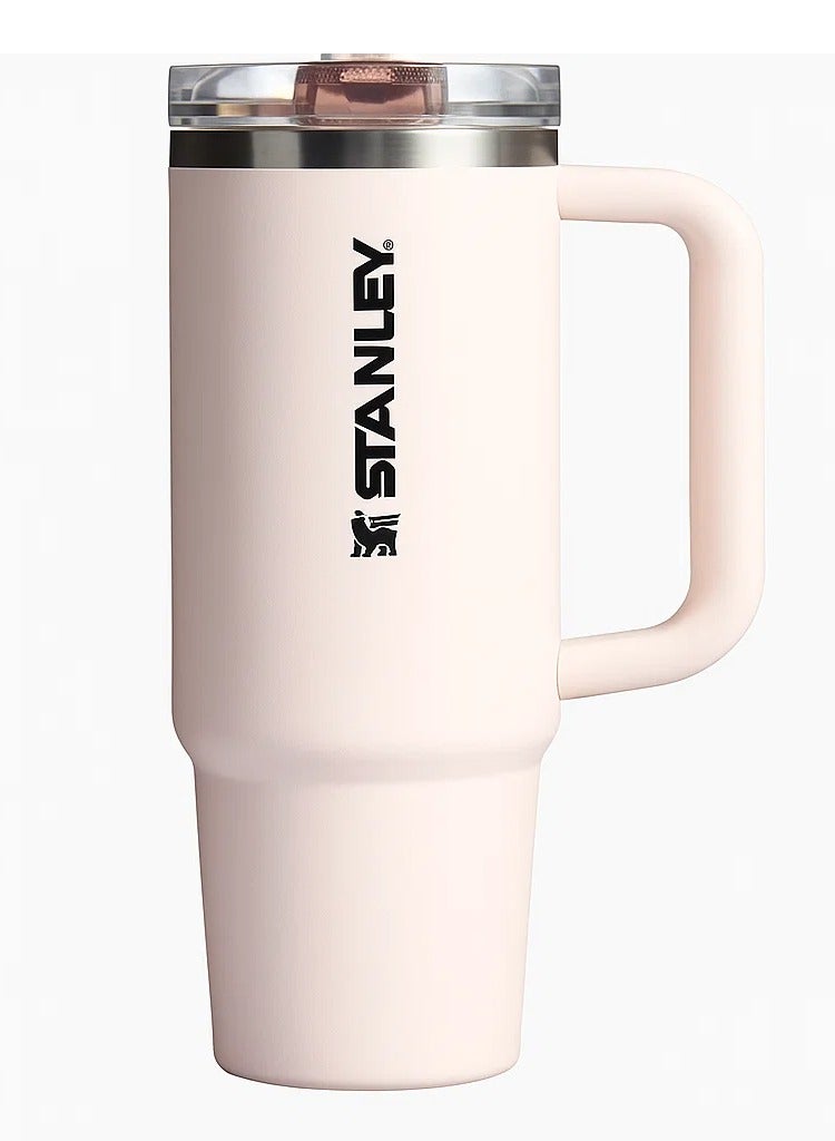 كوب ستانلي الأصلي، كوب ستانلي مختوم، كوب ستانلي سعة 40 أونصة مزود بقشة ومقبض، كوب معزول بغطاء، كوب قهوة من الفولاذ المقاوم للصدأ بحالة تدفق H2.0 للمشروبات المثلجة الساخنة، كوب سفر بمقبض