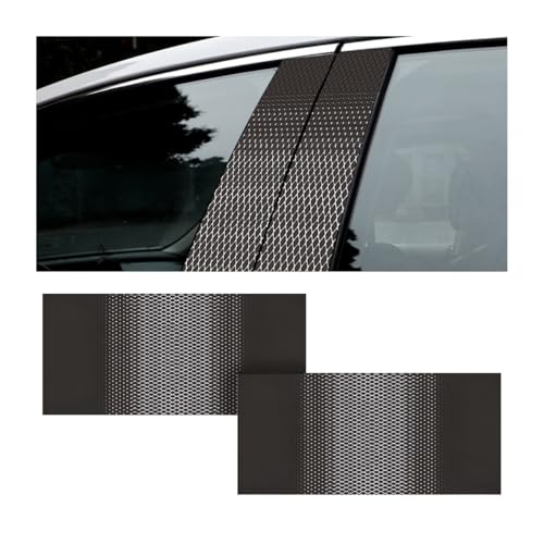 HZEL Carbon Fiber Car Window Pillar Stickers 2PCS Waterproof Vehicle Door B Pillar Post Scratch Cover Trim Decals Auto Exterior Protection Film Accessories Universal Fit Black - Image 1
