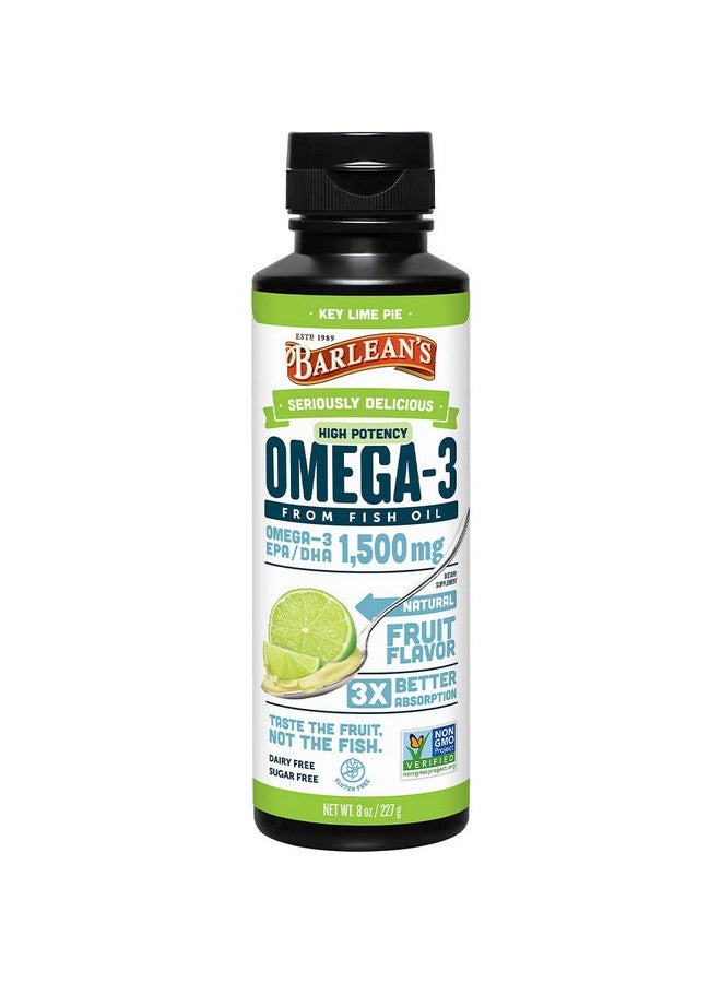 BARLEAN'S Key Lime Pie High Potency Omega 3 Fish Oil Liquid Supplement 1500Mg Of Epa& Dha Fatty Acid Smoothie Flavored & Burpless For Brain Joint & Heart Health 8 Oz - Image 2