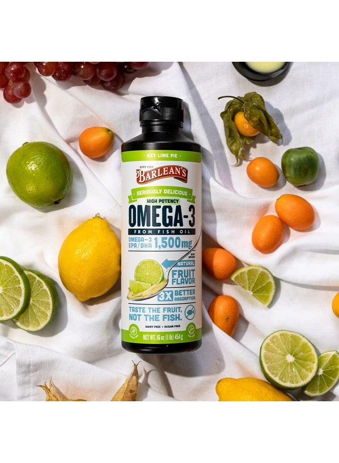 BARLEAN'S Key Lime Pie High Potency Omega 3 Fish Oil Liquid Supplement 1500Mg Of Epa& Dha Fatty Acid Smoothie Flavored & Burpless For Brain Joint & Heart Health 8 Oz - Image 5