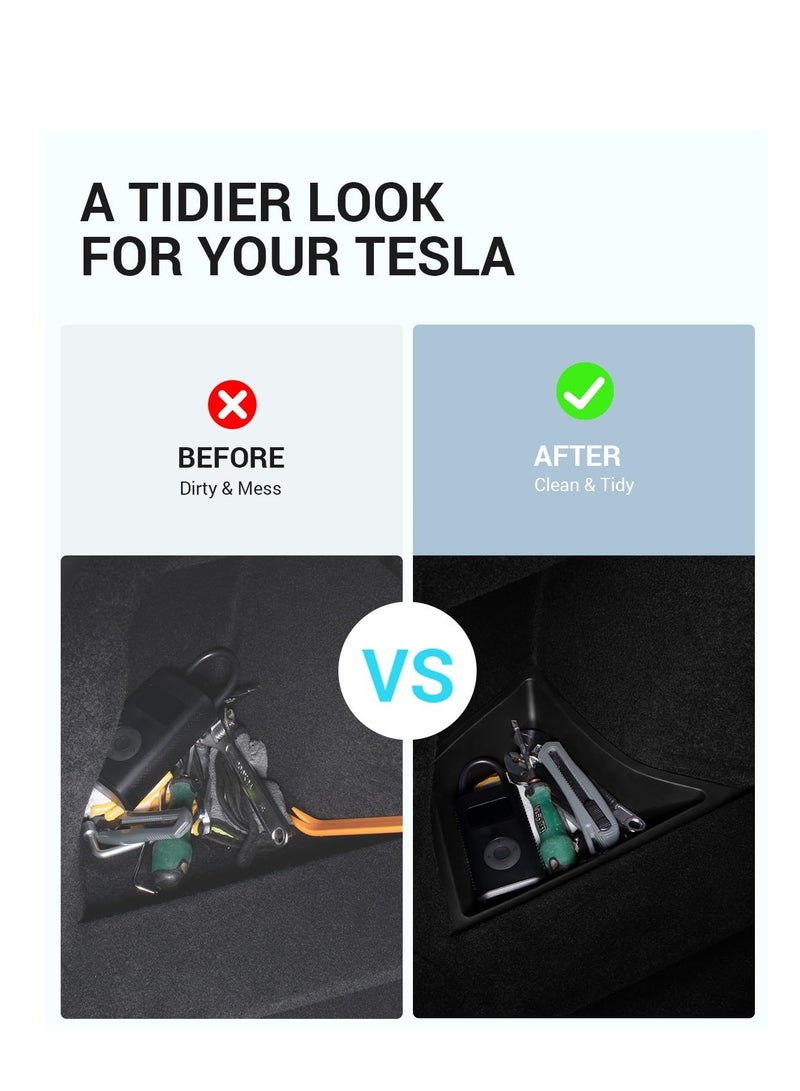 SYOSI 2024 Tesla Model 3 Highland Rear Trunk Organizer Side Storage Box, Waterproof Odorless Side Storage Boxes with Lid Reinforced Handle for Model 3 Interior Accessories - Image 2