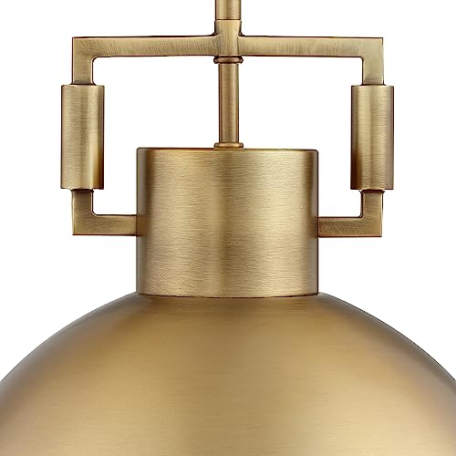 Nathan James Leigh Pendant Lighting, Hanging Ceiling Light with Oversized Metal Shade and Adjustable Cord, for Kitchen Island or Entryway, Antiqued Brass - Image 5