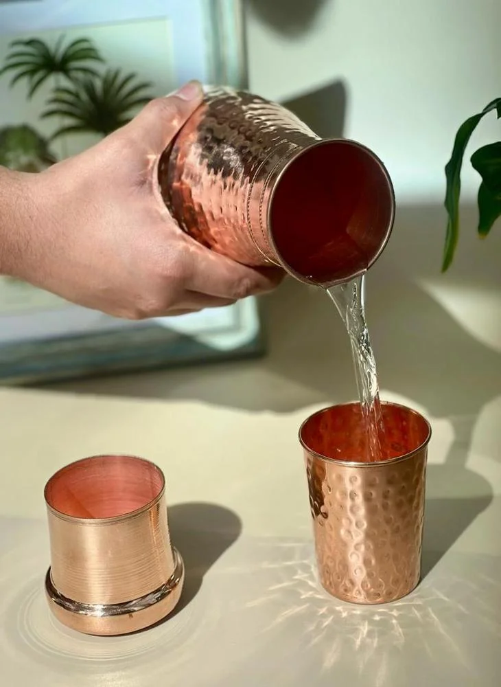 QUESERA Built in Glass Copper Bottle with  2 glasses