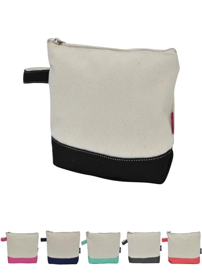 NGIL Jute/Canvas Large Travel DYI Cosmetic Bag Pouch for Women Multipurpose Travel Toiletry Pouch, Personalized Makeup Bag, Best Friend Gift, Bridesmaid Gift Ideas (Jute-Black) - Image 1