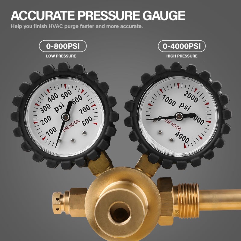 Tutor Auto Nitrogen Regulator with 0-800 PSI Delivery Pressure, 60" Hose CGA580 Inlet Connection and 1/4'' Male Flare Outlet Connection - Image 5