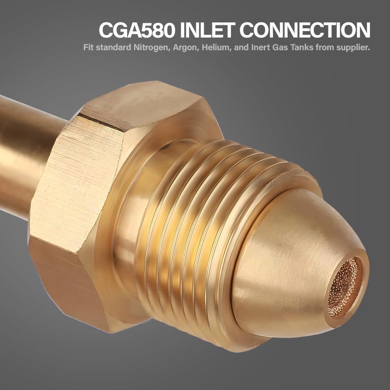 Tutor Auto Nitrogen Regulator with 0-800 PSI Delivery Pressure, 60" Hose CGA580 Inlet Connection and 1/4'' Male Flare Outlet Connection - Image 3