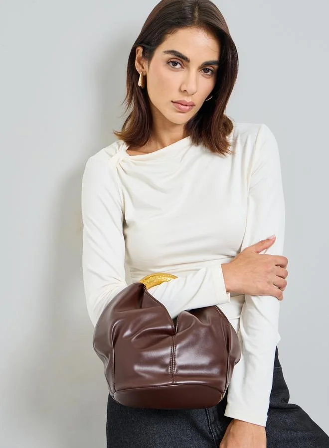 ستايلي Brown Metal Handle Handbag