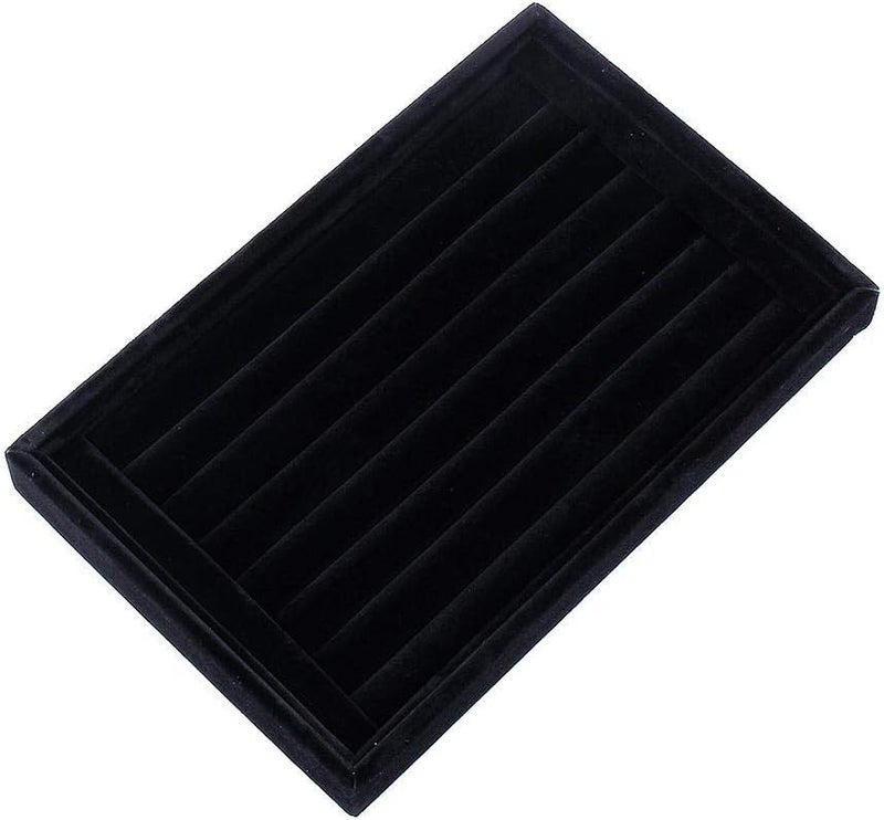 klarako Velvet Ring Display Tray, 7 Slots Jewelry Rings Earrings Studs Tray Showcase Storage Organizer Display Case Holder for Her Women Girl Birthday Gift, Black - Image 4