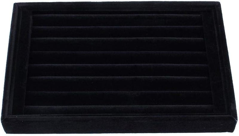 klarako Velvet Ring Display Tray, 7 Slots Jewelry Rings Earrings Studs Tray Showcase Storage Organizer Display Case Holder for Her Women Girl Birthday Gift, Black - Image 3
