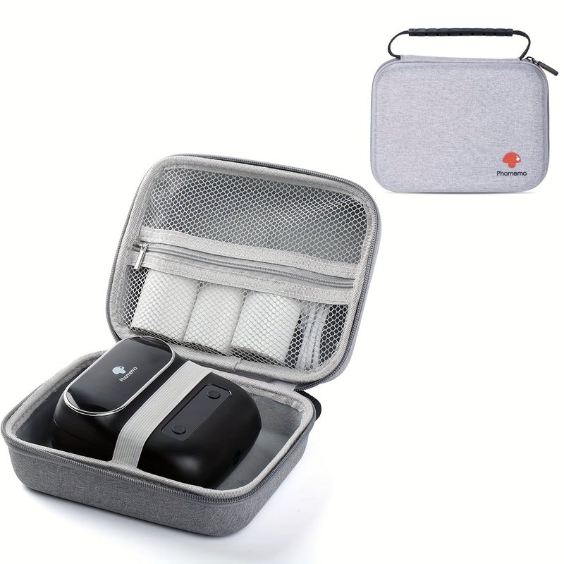 Grey Hard Shell Travel Carry Case And Organizer For Mini Label Printer M110 M220 M221 Tape Roll Charging Cable And Labeler - Image 1