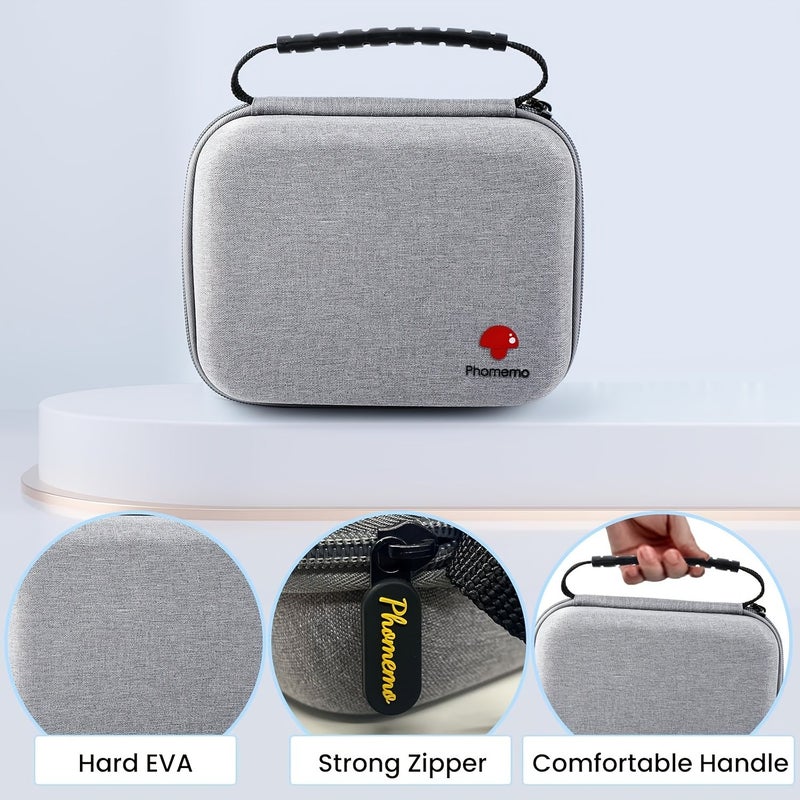 Grey Hard Shell Travel Carry Case And Organizer For Mini Label Printer M110 M220 M221 Tape Roll Charging Cable And Labeler - Image 3