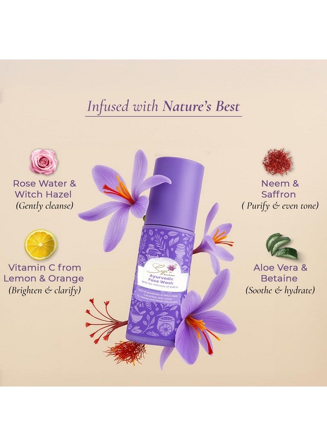 Saffr'n Ayurvedic Face Wash with Saffron extract, Vitamin C, Retinol for Clear & Radiant Skin, 100 ml - Image 3