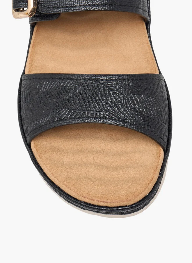Le Confort Women's Textured Slip-On Comfort Sandals with Buckle Accent