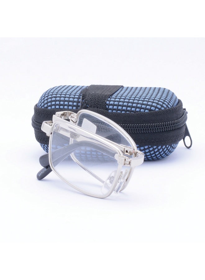 Reading glasses with a folding design for men and women – easy to carry with scratch-resistant glass lenses – comes with a zippered case and original cleaning cloth. - Image 1
