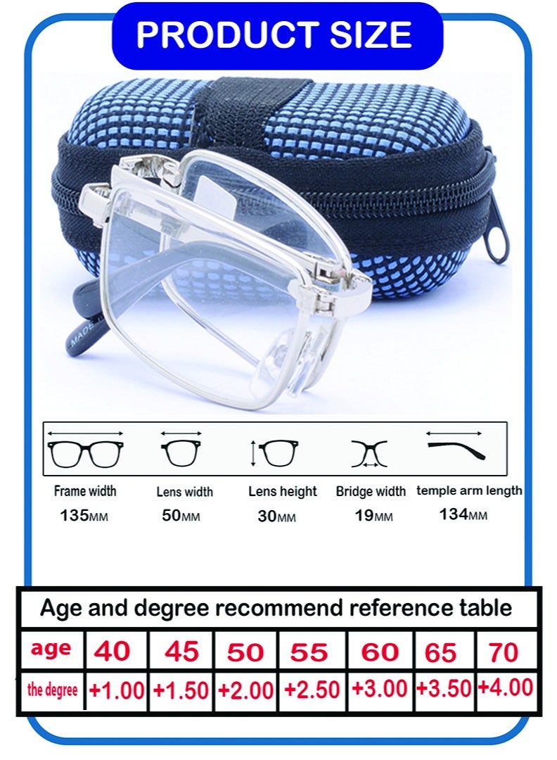 Reading glasses with a folding design for men and women – easy to carry with scratch-resistant glass lenses – comes with a zippered case and original cleaning cloth. - Image 3