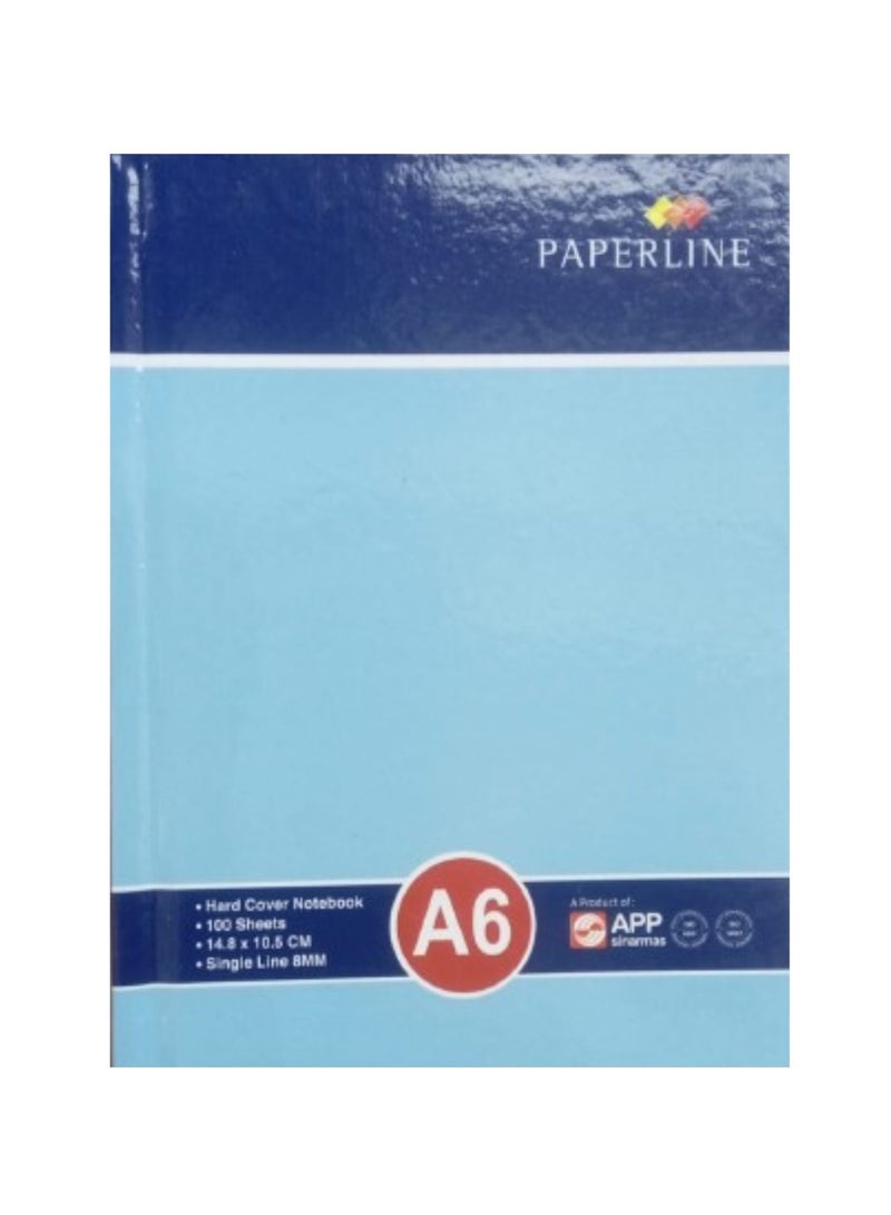 paperline Hard Cover Notebook 100 Sheets 14.8x10.5cm Single Line 8mm (color may vary) - Image 2