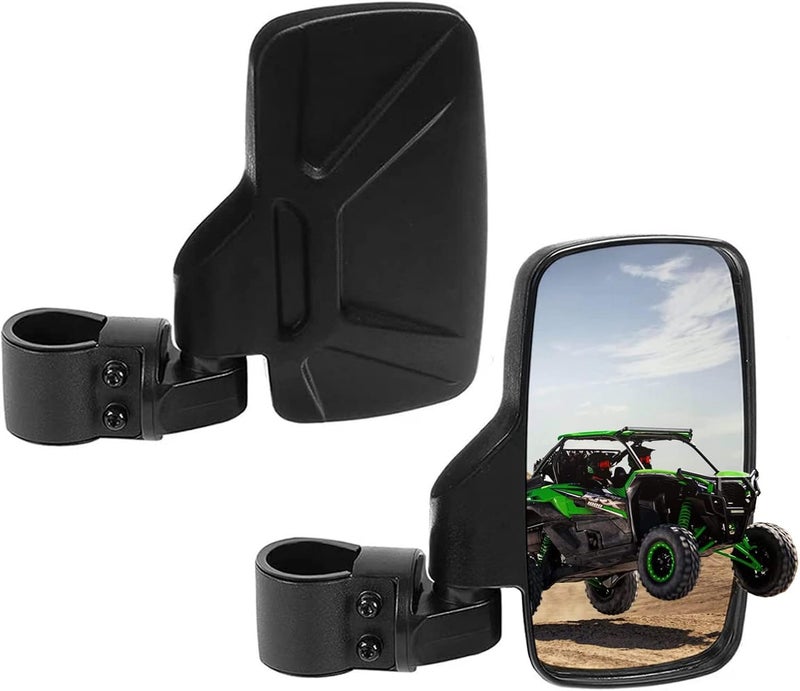 SPAUTO UTV Side Mirrors For 1.6" - 2" Roll Cage Bar, UTV Mirrors Compatible with with Polaris RZR/Can Am Maverick/Kawasaki Mule/Honda Pioneer/Yamaha Rhino/SXS/YXZ/Zforce, Shatter-Proof Tempered Glass - Image 1