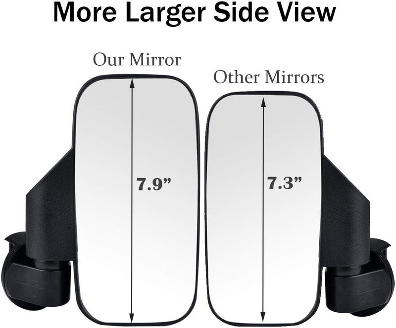 SPAUTO UTV Side Mirrors For 1.6" - 2" Roll Cage Bar, UTV Mirrors Compatible with with Polaris RZR/Can Am Maverick/Kawasaki Mule/Honda Pioneer/Yamaha Rhino/SXS/YXZ/Zforce, Shatter-Proof Tempered Glass - Image 2