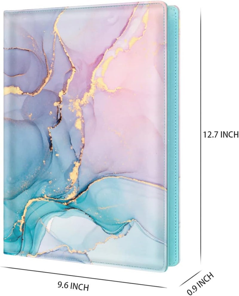 WAVEYU Padfolio Clipboard Folder Portfolio, Marble Leather Storage Clipboard with Cover for Legal Pad Holder Letter Size A4 Writing Pad for Conference Organizer Document Sleeve, Colorful Marble - Image 2