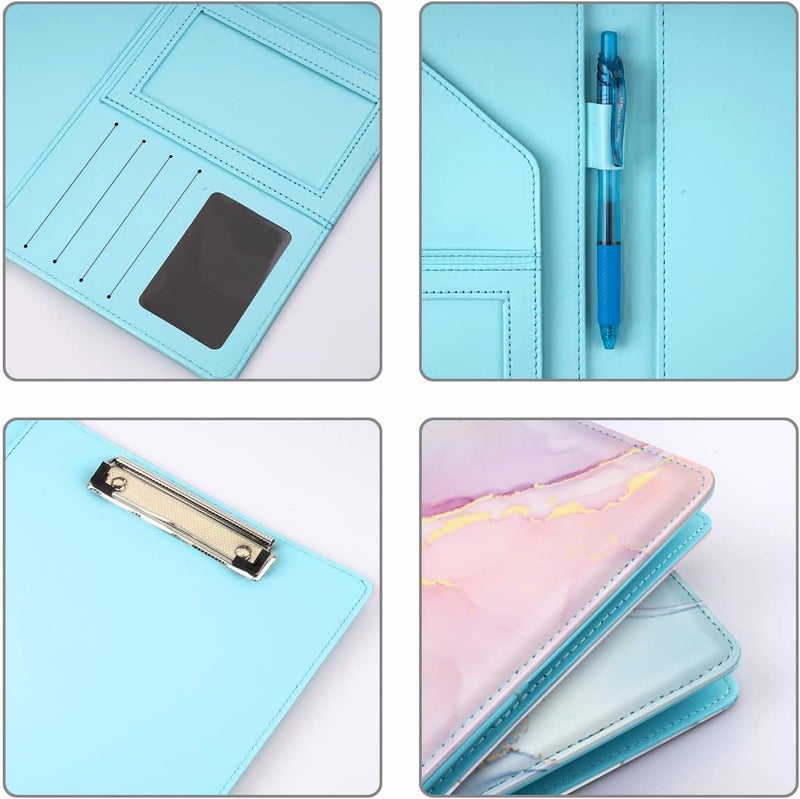 WAVEYU Padfolio Clipboard Folder Portfolio, Marble Leather Storage Clipboard with Cover for Legal Pad Holder Letter Size A4 Writing Pad for Conference Organizer Document Sleeve, Colorful Marble - Image 4
