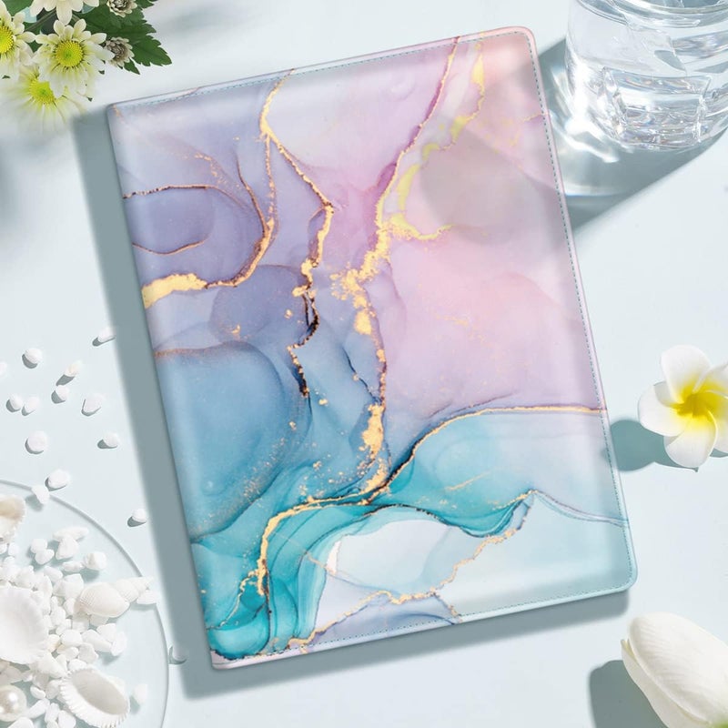 WAVEYU Padfolio Clipboard Folder Portfolio, Marble Leather Storage Clipboard with Cover for Legal Pad Holder Letter Size A4 Writing Pad for Conference Organizer Document Sleeve, Colorful Marble - Image 5