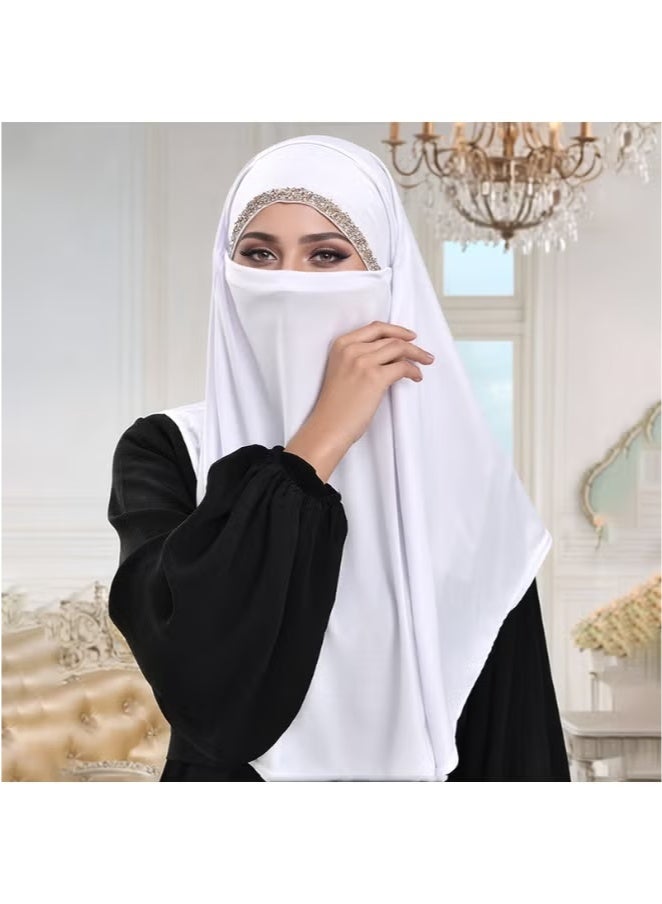 Dubai ladies white breathable face towel sunscreen - Image 1