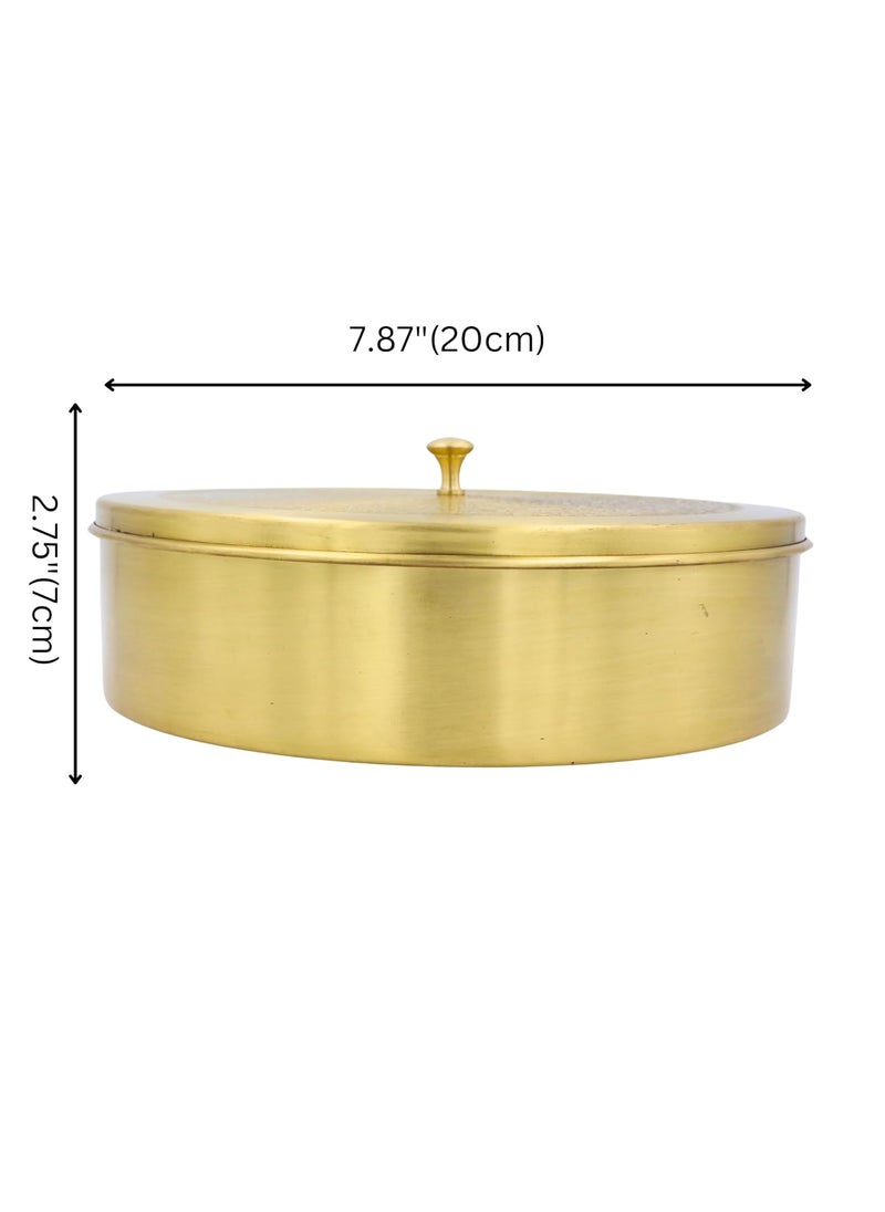 NATRIEL NATRIEL Handcrafted Brass Spice Box Set with Spoon 100 Pure Brass Masala Dabba for Kitchen Elegant Masala Petti Spice Container Style01  - Image 3