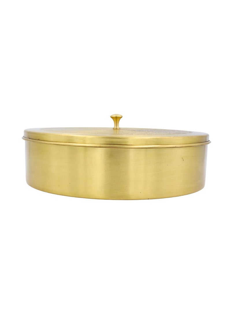 NATRIEL NATRIEL Handcrafted Brass Spice Box Set with Spoon 100 Pure Brass Masala Dabba for Kitchen Elegant Masala Petti Spice Container Style01  - Image 2