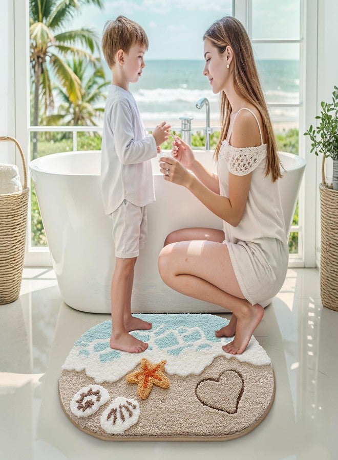 LUMI Beach Bathroom Rugs, Soft and Absorbent Beach Rug, Non-Slip Backing, Ideal for Bathroom, Kitchen and Entryway Decor, Sea Beach Starfish Shell Bath Decor, 22"x34" - Image 3