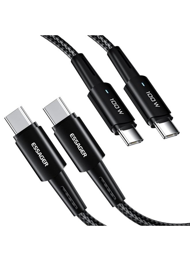 ESSAGER Mobile Fast Charging Cable C Type 100W, Nylon Braided 5A Super Fast Charging USB C to USB C, Compatible with Smartphones, Tablets, Laptops, Power Banks  - Image 3