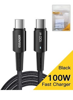 ESSAGER Mobile Fast Charging Cable C Type 100W, Nylon Braided 5A Super Fast Charging USB C to USB C, Compatible with Smartphones, Tablets, Laptops, Power Banks  - Image 1