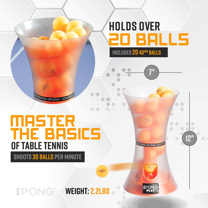 JOOLA iPong Play Table Tennis Trainer Robot with 20 ABS Training Balls, Orange - Image 3