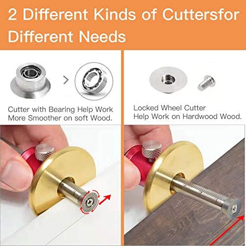 YOSELIN Dovetail Marking Jig Wheel Marking Gauge Tool Set, 1 Woodworking Pencil,1 Wheel Cutter for Hardwood,1 Bearing Wheel Cutter for Soft Wood, Precision Ground Steel Rod for Woodworking … - Image 3
