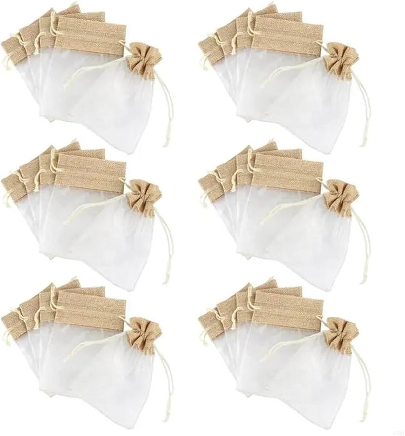 Yiodauh 20pcs Elegant Organza Linen Gift Bags With Drawstrings For Party Supplies Storage - Image 1