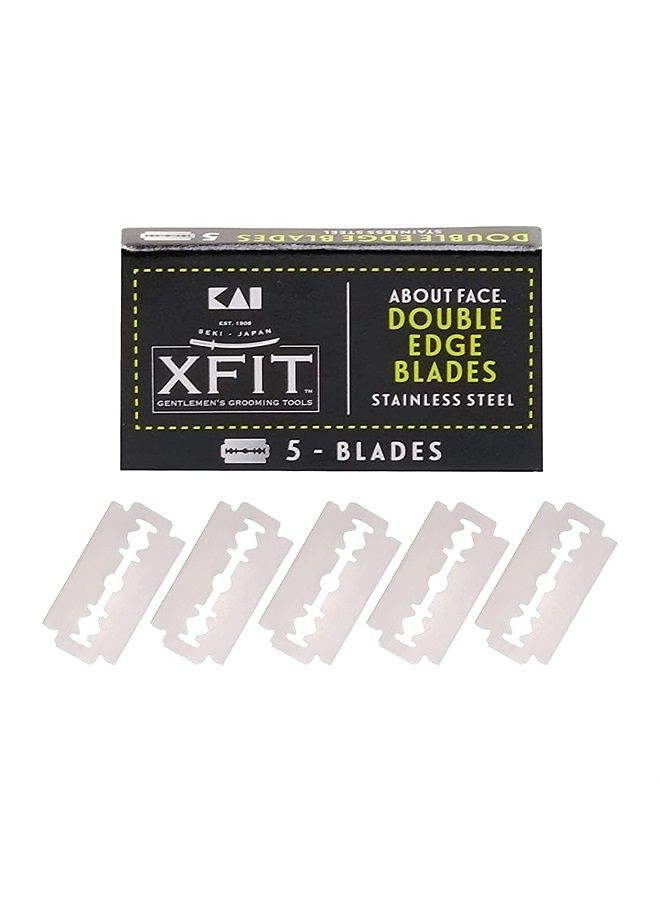 About Face Double Edge Safety Razor blades by Kai Xfit (5 Blades); Durable Stainless-steel Razor blades with Superior Cutting Edge for Precision Shaving; Multiple Uses; Conveniently fits all Double-Edge Razors  - Image 1