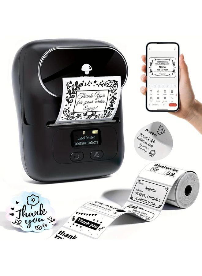 طابعة ملصقات حرارية محمولة وردية للباركود والبريد والمخزون مع ملصقات مقاس 40x30 مم - Image 1