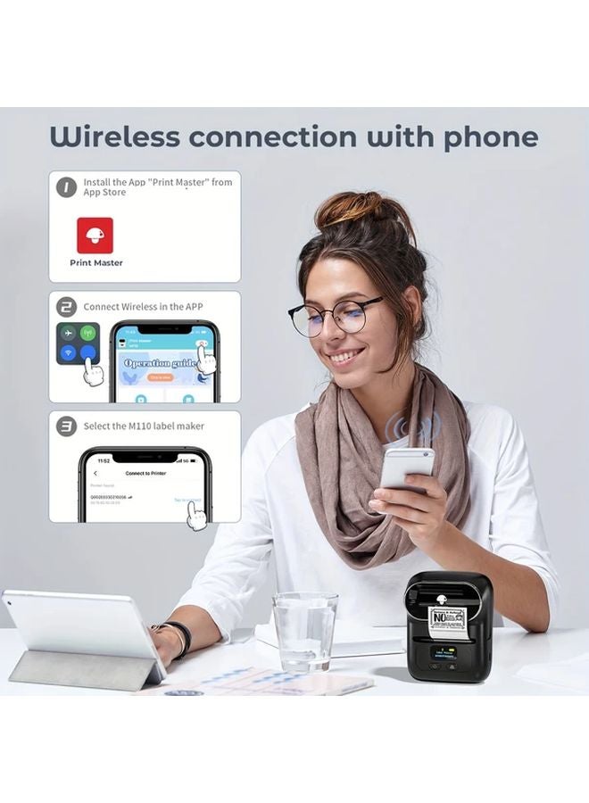 طابعة ملصقات حرارية محمولة وردية للباركود والبريد والمخزون مع ملصقات مقاس 40x30 مم - Image 2