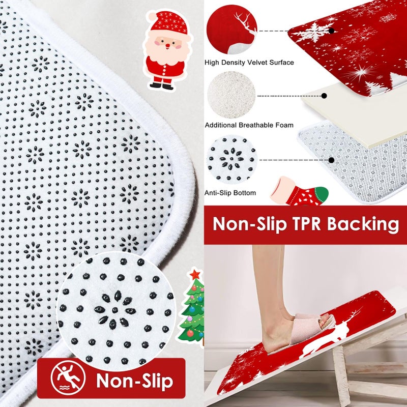 ArtSocket 4 Pcs Shower Curtain Set Merry Christmas Happy New Year with Non-Slip Rugs Toilet Lid Cover and Bath Mat Bathroom Decor Set 72" x 72" - Image 3