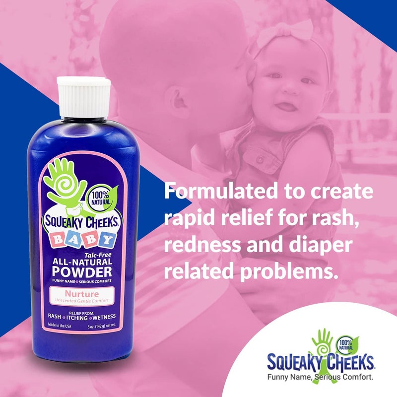 Squeaky Cheeks Baby Powder (5oz) | Organic | Unscented Talc-Free and All Natural Powder | Effective Relief from Rash Wetness and Itching | Also Ideal for Adults - Image 4
