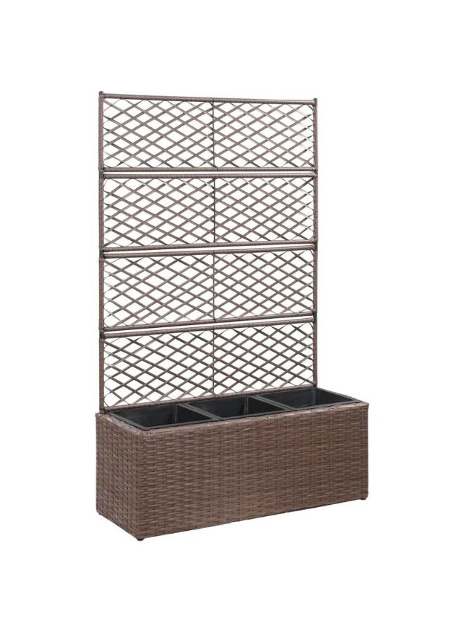 فيداكسل تعريشة مرتفعة سرير مع 3 أواني 83x30x130 سم بولي راتان براون  - Image 1